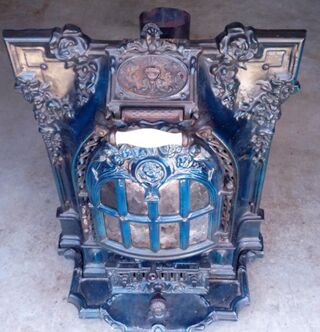 Antiek “Brocant” Hout/briketten kachel, Lent Moyen Vif, Kachel, Blauw,